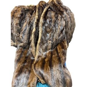 PROJECT Vintage Fur Coat Jacket Brown Animal Fur Women's